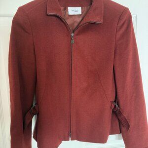 Akris Rust Red Zip-Front Wool Jacket
